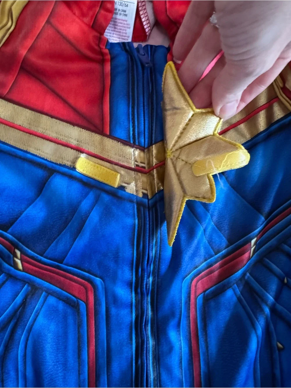 Disney Red and Blue Captain America costume Zip-Up Jacket with Gold Accent - Picture 8 of 13